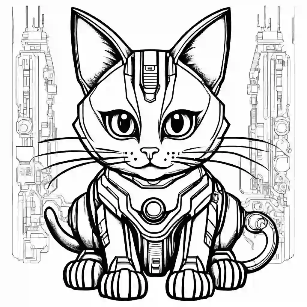 Robot Cat coloring pages